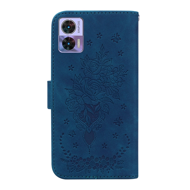 For Motorola Edge 30 Neo / Edge 30 Lite Butterfly Rose Embossed Leather Phone Case