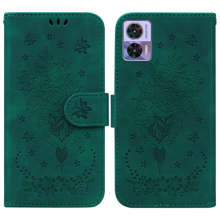 For Motorola Edge 30 Neo / Edge 30 Lite Butterfly Rose Embossed Leather Phone Case