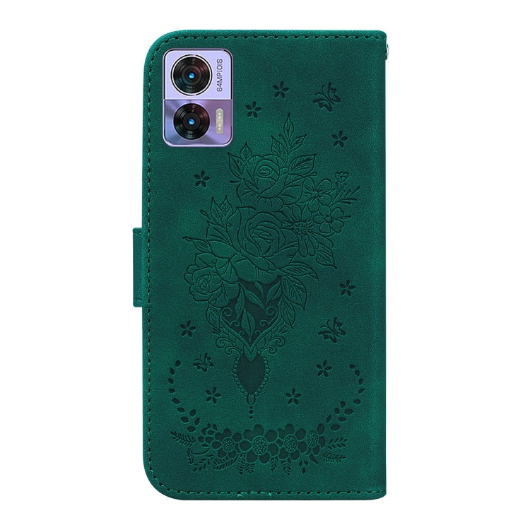 For Motorola Edge 30 Neo / Edge 30 Lite Butterfly Rose Embossed Leather Phone Case