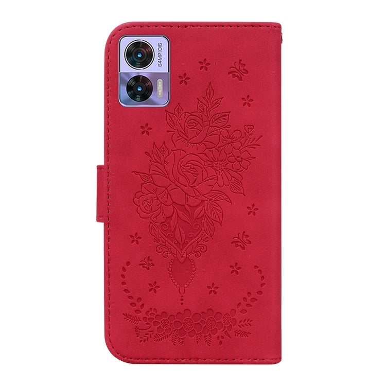 For Motorola Edge 30 Neo / Edge 30 Lite Butterfly Rose Embossed Leather Phone Case