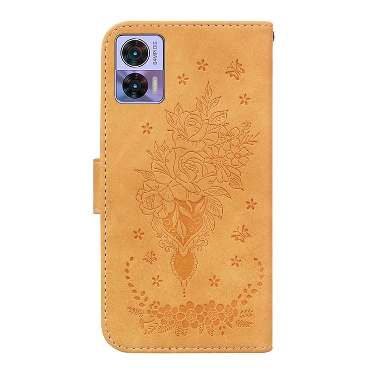 For Motorola Edge 30 Neo / Edge 30 Lite Butterfly Rose Embossed Leather Phone Case