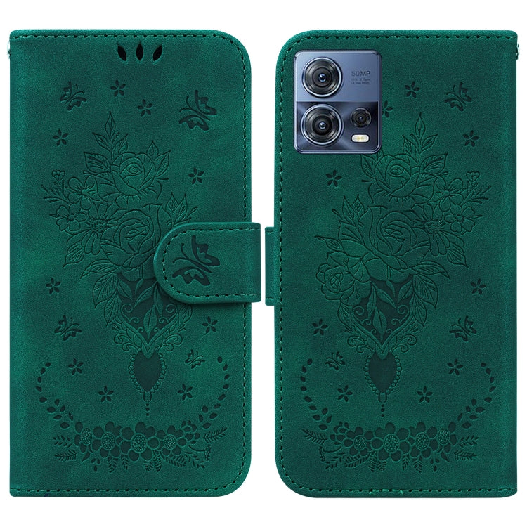 For Motorola Moto S30 Pro 5G / Edge 30 Fusion Butterfly Rose Embossed Leather Phone Case