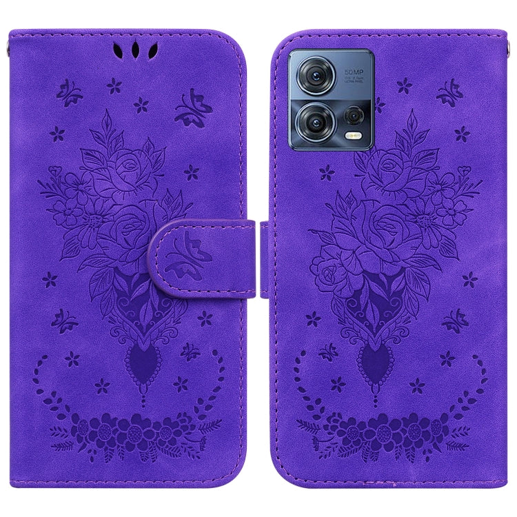 For Motorola Moto S30 Pro 5G / Edge 30 Fusion Butterfly Rose Embossed Leather Phone Case