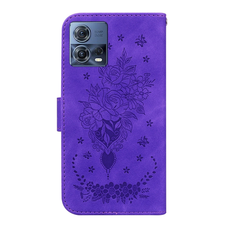 For Motorola Moto S30 Pro 5G / Edge 30 Fusion Butterfly Rose Embossed Leather Phone Case