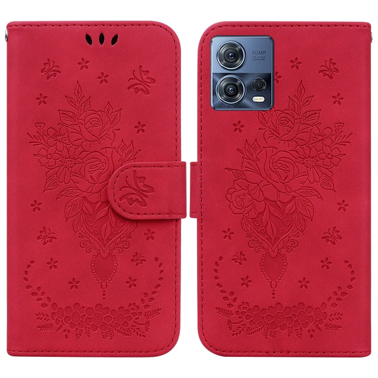 For Motorola Moto S30 Pro 5G / Edge 30 Fusion Butterfly Rose Embossed Leather Phone Case