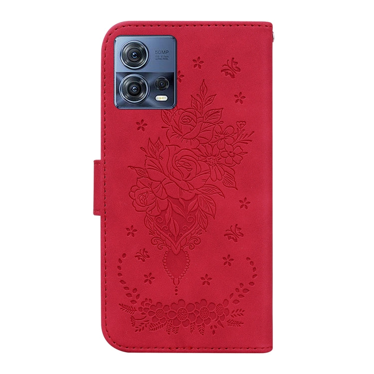For Motorola Moto S30 Pro 5G / Edge 30 Fusion Butterfly Rose Embossed Leather Phone Case