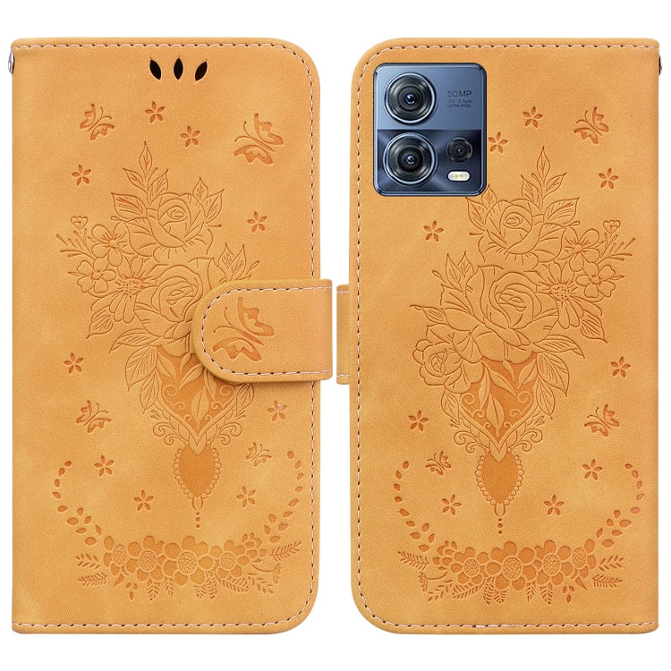 For Motorola Moto S30 Pro 5G / Edge 30 Fusion Butterfly Rose Embossed Leather Phone Case
