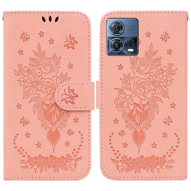 For Motorola Moto S30 Pro 5G / Edge 30 Fusion Butterfly Rose Embossed Leather Phone Case