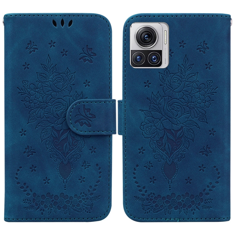 For Motorola Moto X30 Pro 5G / Edge 30 Ultra Butterfly Rose Embossed Leather Phone Case