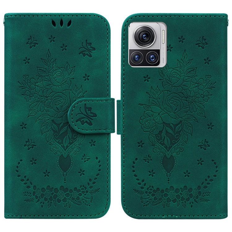 For Motorola Moto X30 Pro 5G / Edge 30 Ultra Butterfly Rose Embossed Leather Phone Case