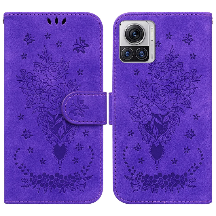 For Motorola Moto X30 Pro 5G / Edge 30 Ultra Butterfly Rose Embossed Leather Phone Case