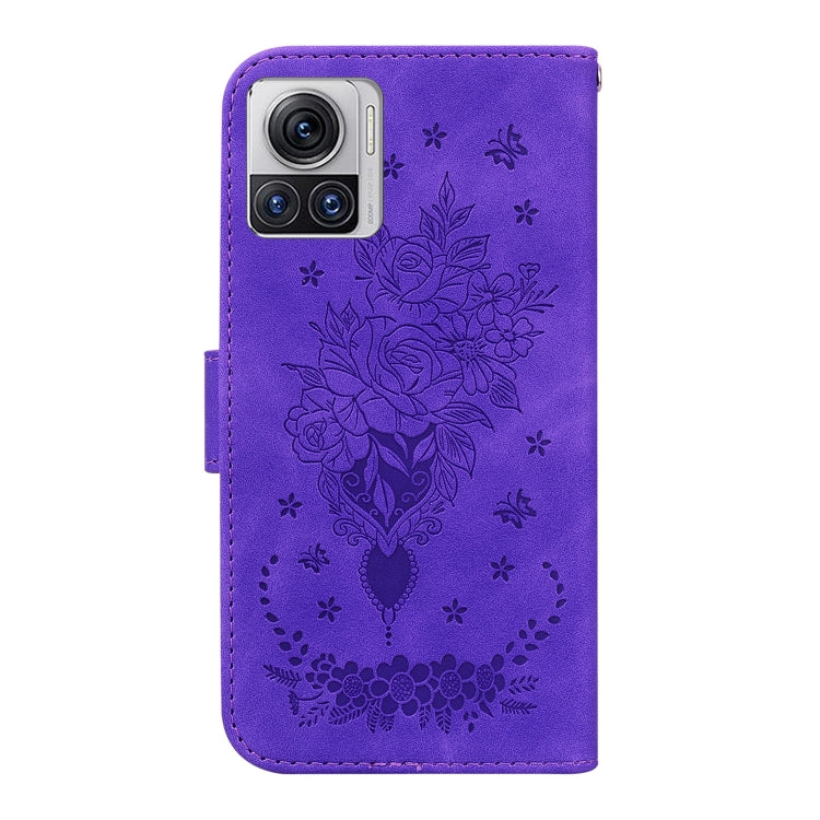 For Motorola Moto X30 Pro 5G / Edge 30 Ultra Butterfly Rose Embossed Leather Phone Case