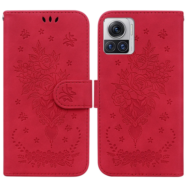 For Motorola Moto X30 Pro 5G / Edge 30 Ultra Butterfly Rose Embossed Leather Phone Case