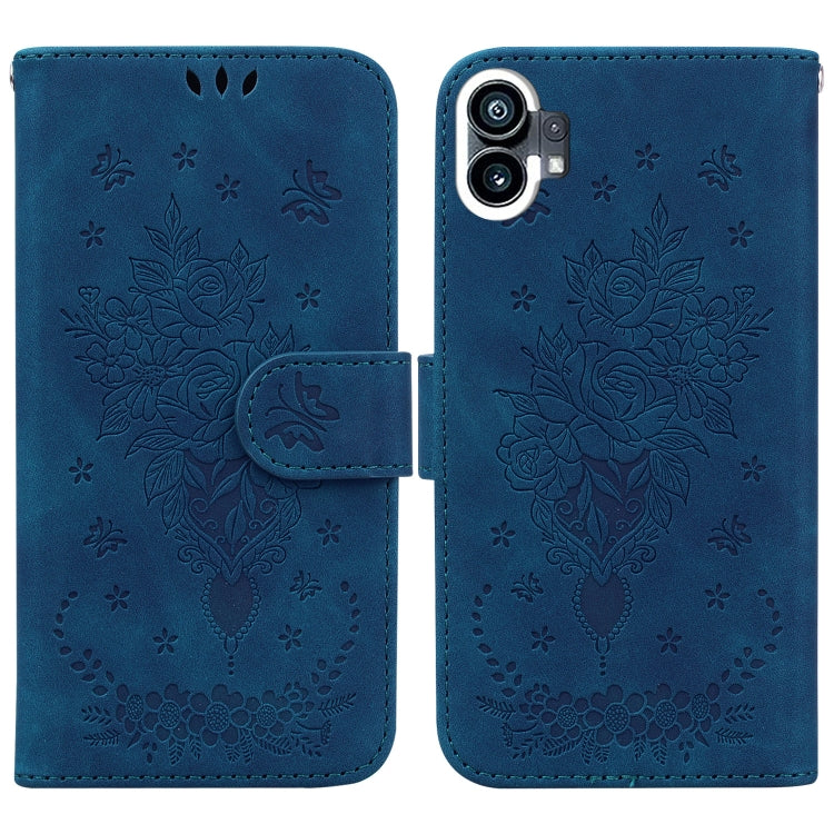 For Nothing Phone 1 Butterfly Rose Embossed Leather Phone Case