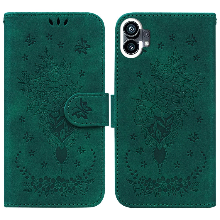 For Nothing Phone 1 Butterfly Rose Embossed Leather Phone Case