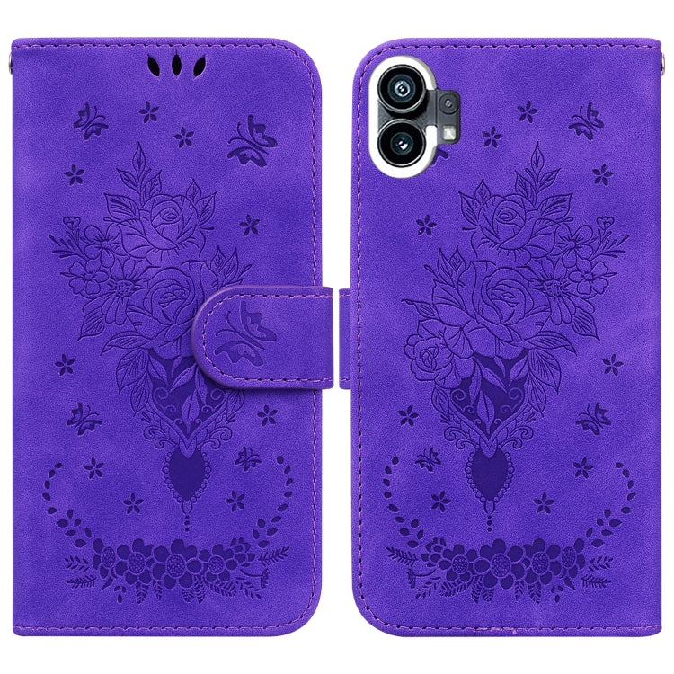 For Nothing Phone 1 Butterfly Rose Embossed Leather Phone Case