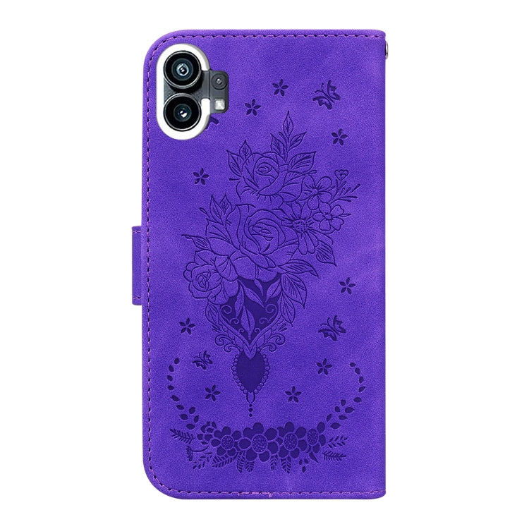 For Nothing Phone 1 Butterfly Rose Embossed Leather Phone Case