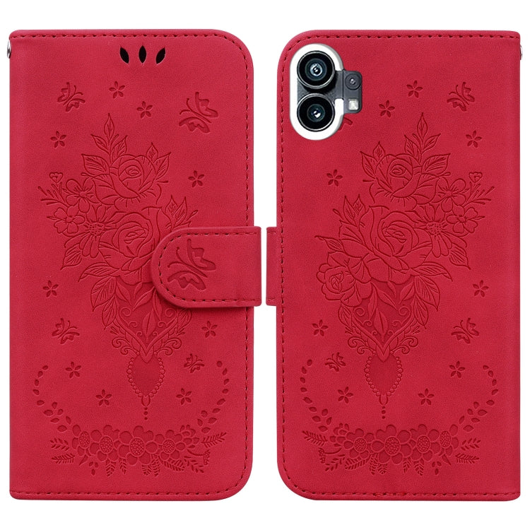 For Nothing Phone 1 Butterfly Rose Embossed Leather Phone Case
