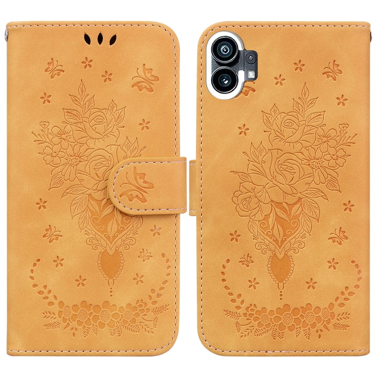 For Nothing Phone 1 Butterfly Rose Embossed Leather Phone Case