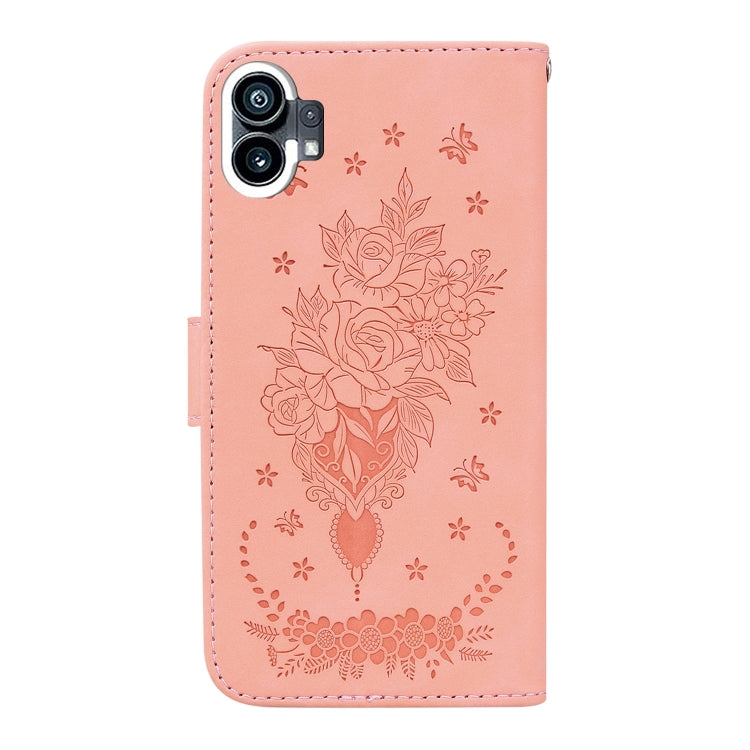 For Nothing Phone 1 Butterfly Rose Embossed Leather Phone Case