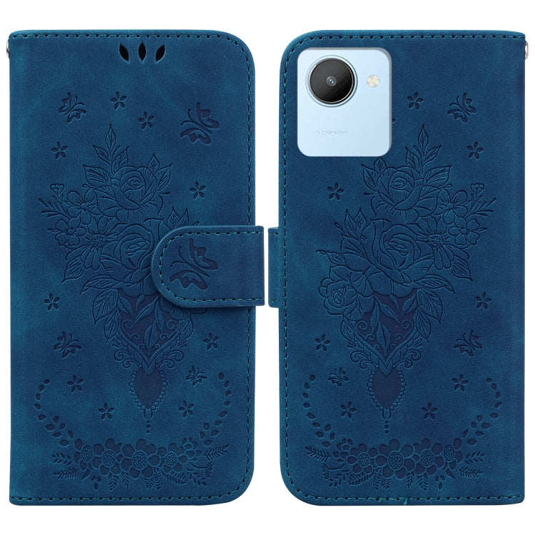 For Realme C30 Butterfly Rose Embossed Leather Phone Case
