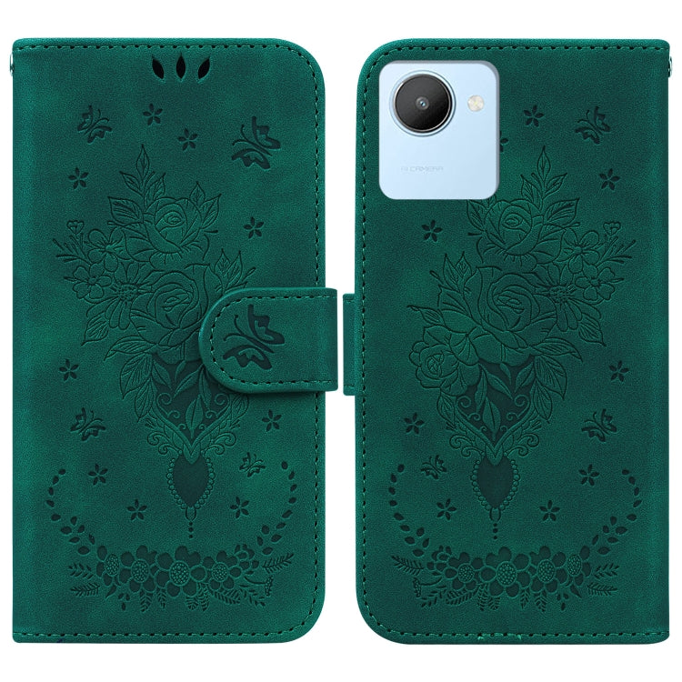 For Realme C30 Butterfly Rose Embossed Leather Phone Case