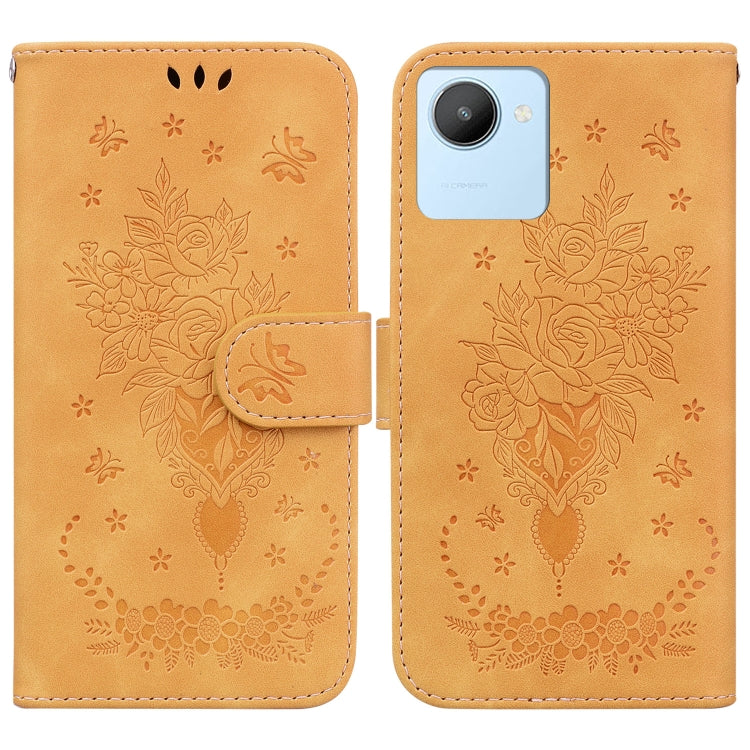 For Realme C30 Butterfly Rose Embossed Leather Phone Case