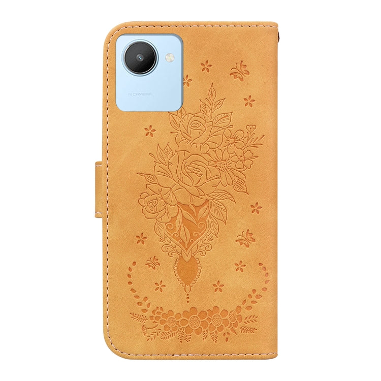 For Realme C30 Butterfly Rose Embossed Leather Phone Case