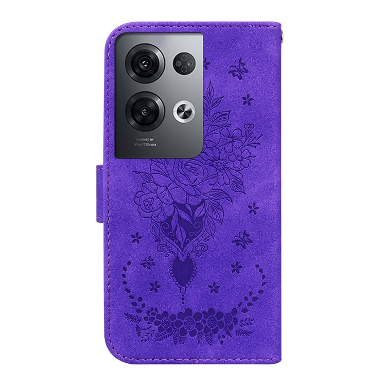 For OPPO Reno8 Pro+ Butterfly Rose Embossed Leather Phone Case