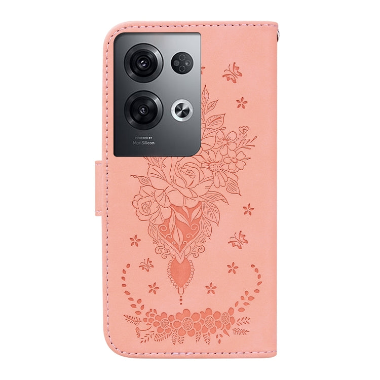 For OPPO Reno8 Pro+ Butterfly Rose Embossed Leather Phone Case