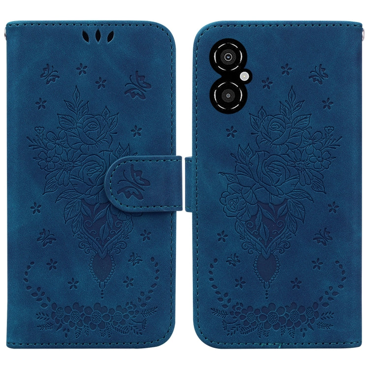 For Xiaomi Poco M4 5G Butterfly Rose Embossed Leather Phone Case