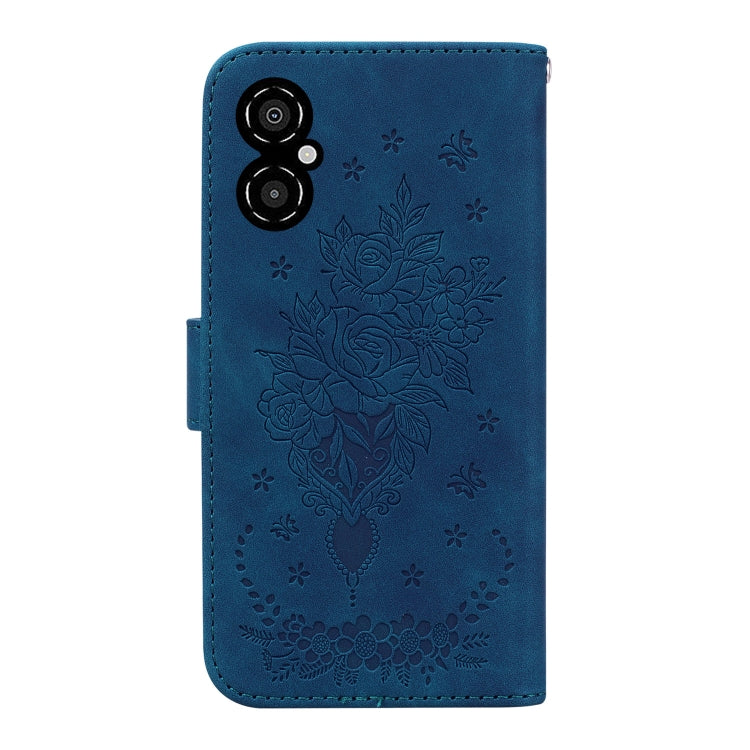 For Xiaomi Poco M4 5G Butterfly Rose Embossed Leather Phone Case