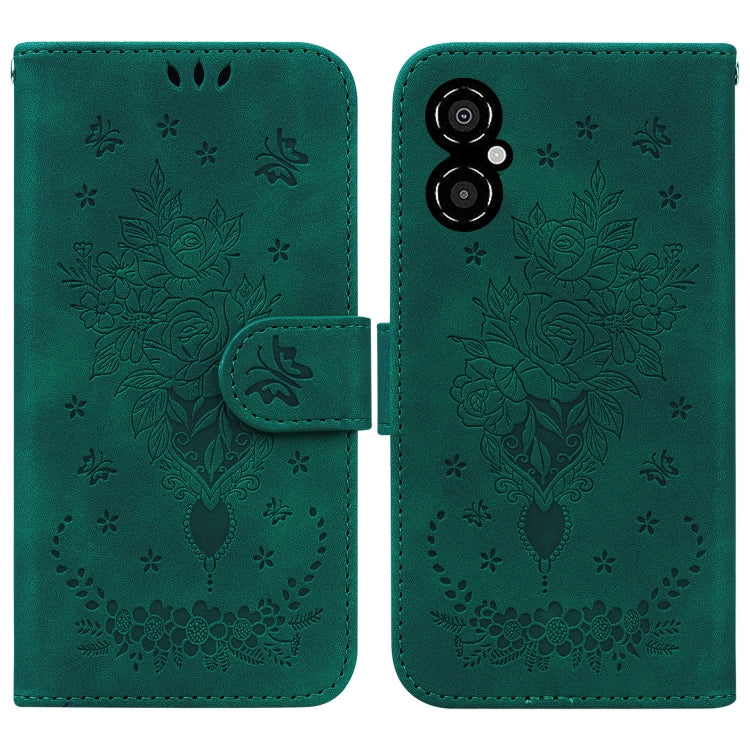 For Xiaomi Poco M4 5G Butterfly Rose Embossed Leather Phone Case