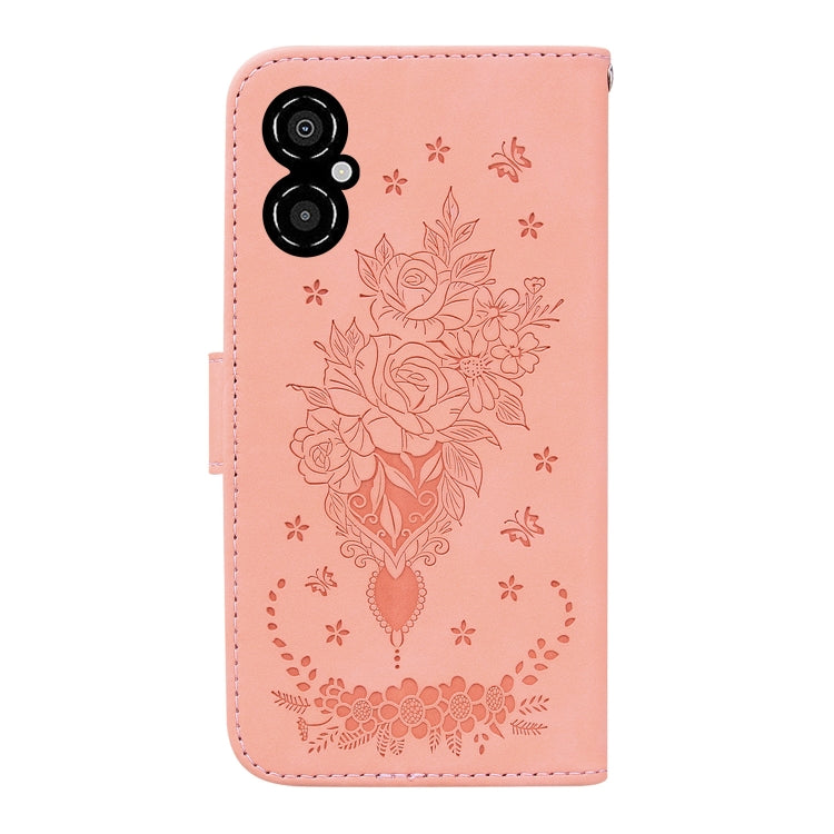 For Xiaomi Poco M4 5G Butterfly Rose Embossed Leather Phone Case