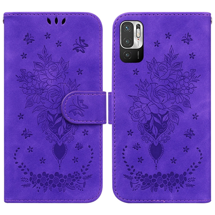 For Xiaomi Redmi Note 11T Pro / 11T Pro+ 5G Butterfly Rose Embossed Leather Phone Case