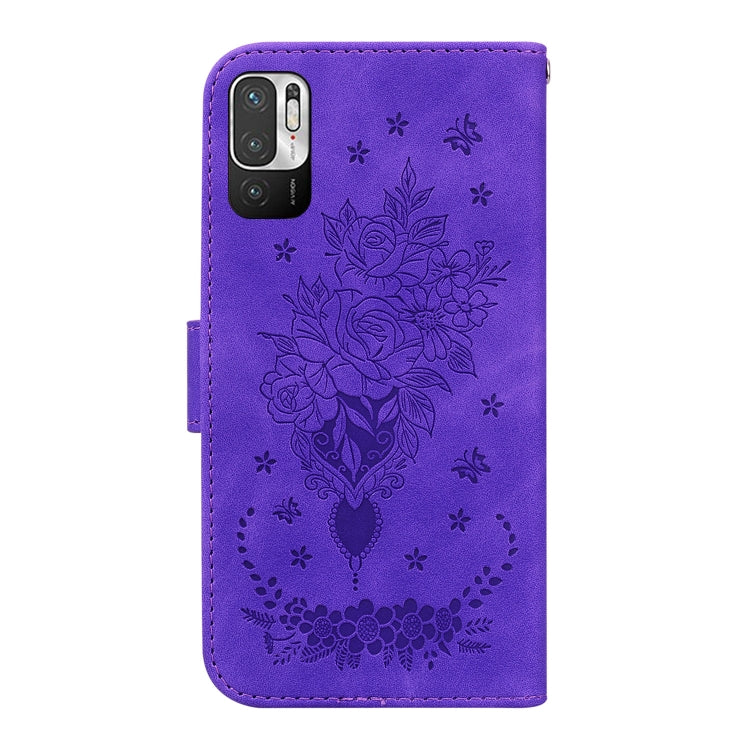 For Xiaomi Redmi Note 11T Pro / 11T Pro+ 5G Butterfly Rose Embossed Leather Phone Case