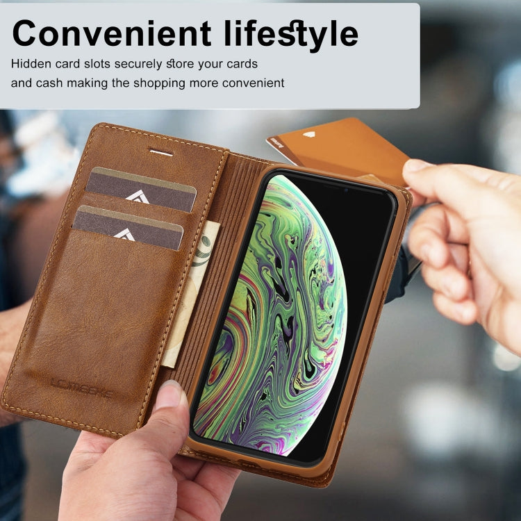 For iPhone XS Max LC.IMEEKE RFID Anti-theft Leather Phone Case