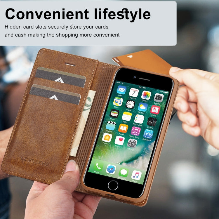 For iPhone 8 Plus / 7 Plus LC.IMEEKE RFID Anti-theft Leather Phone Case