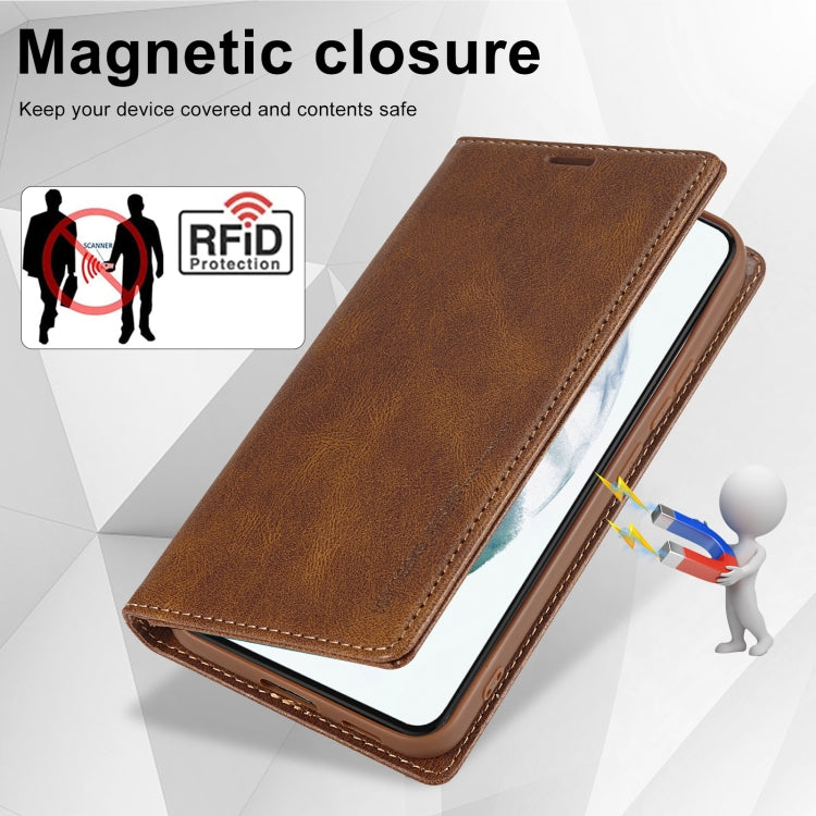 For Samsung Galaxy S21 5G LC.IMEEKE RFID Anti-theft Leather Phone Case