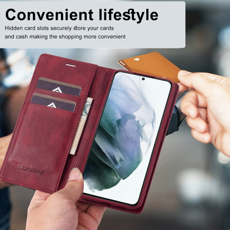 For Samsung Galaxy S21 5G LC.IMEEKE RFID Anti-theft Leather Phone Case