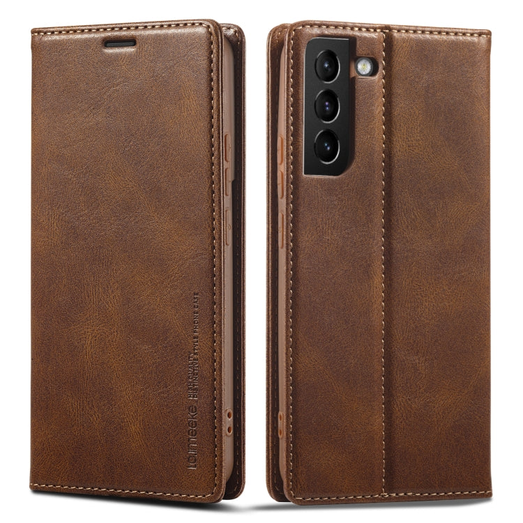 For Samsung Galaxy S21+ 5G LC.IMEEKE RFID Anti-theft Leather Phone Case