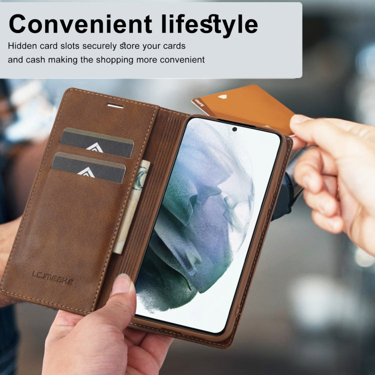 For Samsung Galaxy S21+ 5G LC.IMEEKE RFID Anti-theft Leather Phone Case