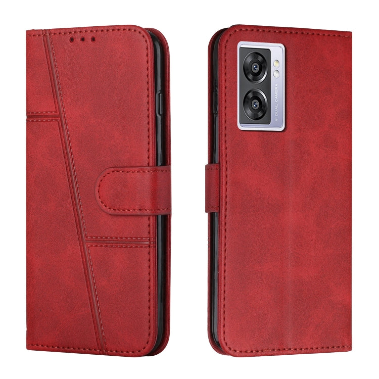 Stitching Calf Texture Buckle Leather Phone Case For OPPO A57 5G/Realme V23/A77 5G/A57 4G Global/A57e 4G Global/A57s 4G Global/A77 4G Global/OnePlus Nord N20 SE 4G Global