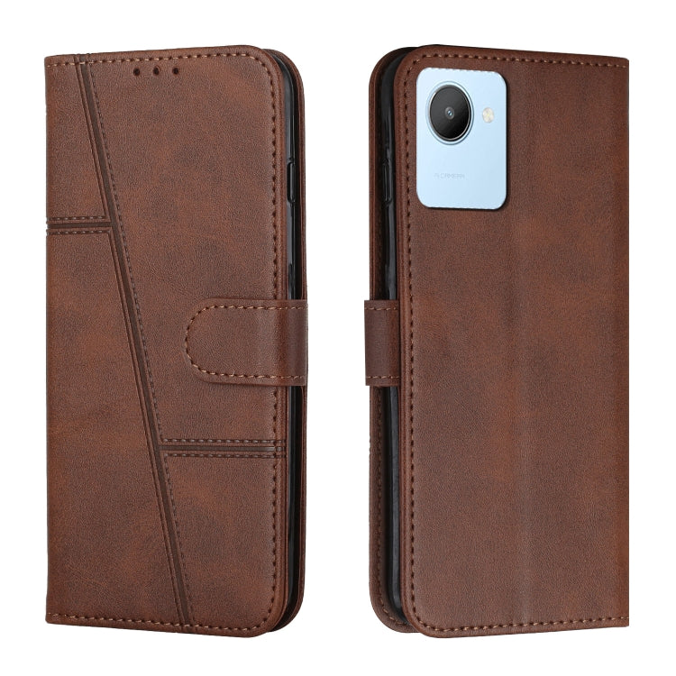 For Realme C30 4G Stitching Calf Texture Buckle Leather Phone Case