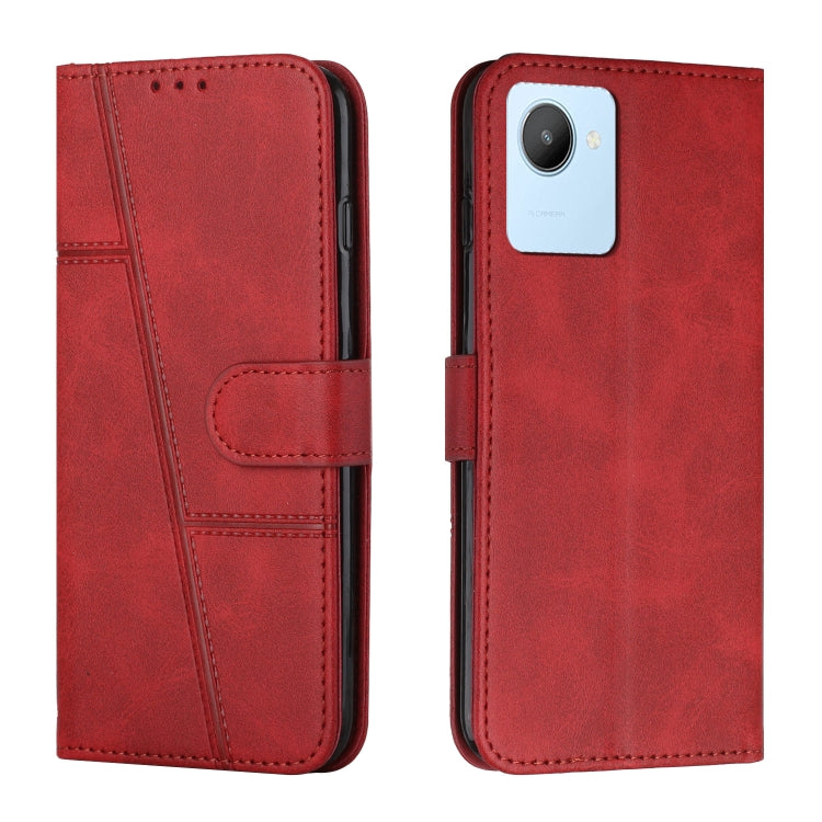For Realme C30 4G Stitching Calf Texture Buckle Leather Phone Case