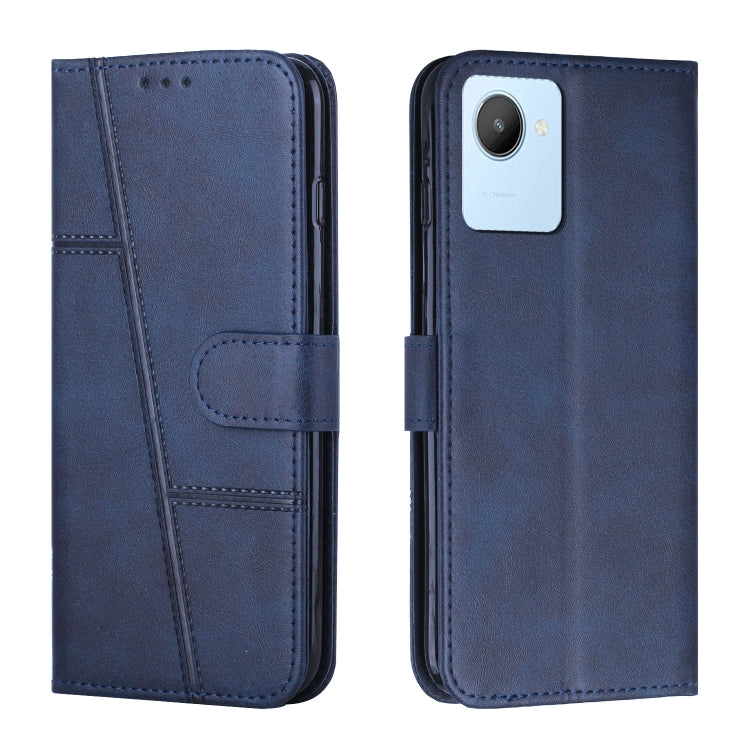 For Realme C30 4G Stitching Calf Texture Buckle Leather Phone Case