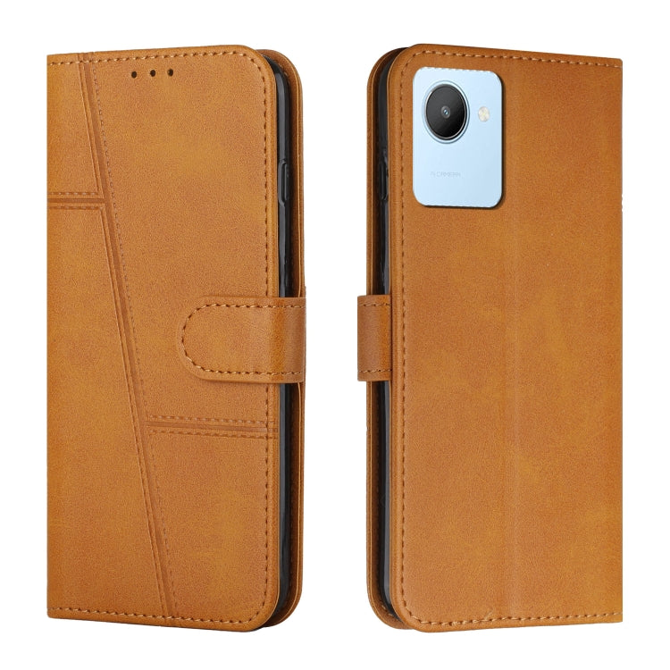 For Realme C30 4G Stitching Calf Texture Buckle Leather Phone Case