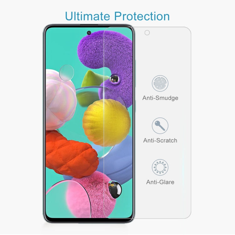 50 PCS 0.26mm 9H Surface Hardness 2.5D Explosion-proof Tempered Glass Non-full Screen Film For Galaxy A51