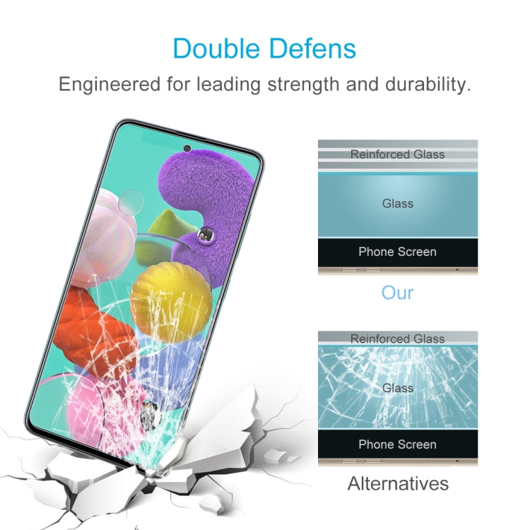 50 PCS 0.26mm 9H Surface Hardness 2.5D Explosion-proof Tempered Glass Non-full Screen Film For Galaxy A51