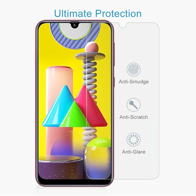 50 PCS 0.26mm 9H Surface Hardness 2.5D Explosion-proof Tempered Glass Non-full Screen Film For Galaxy M31